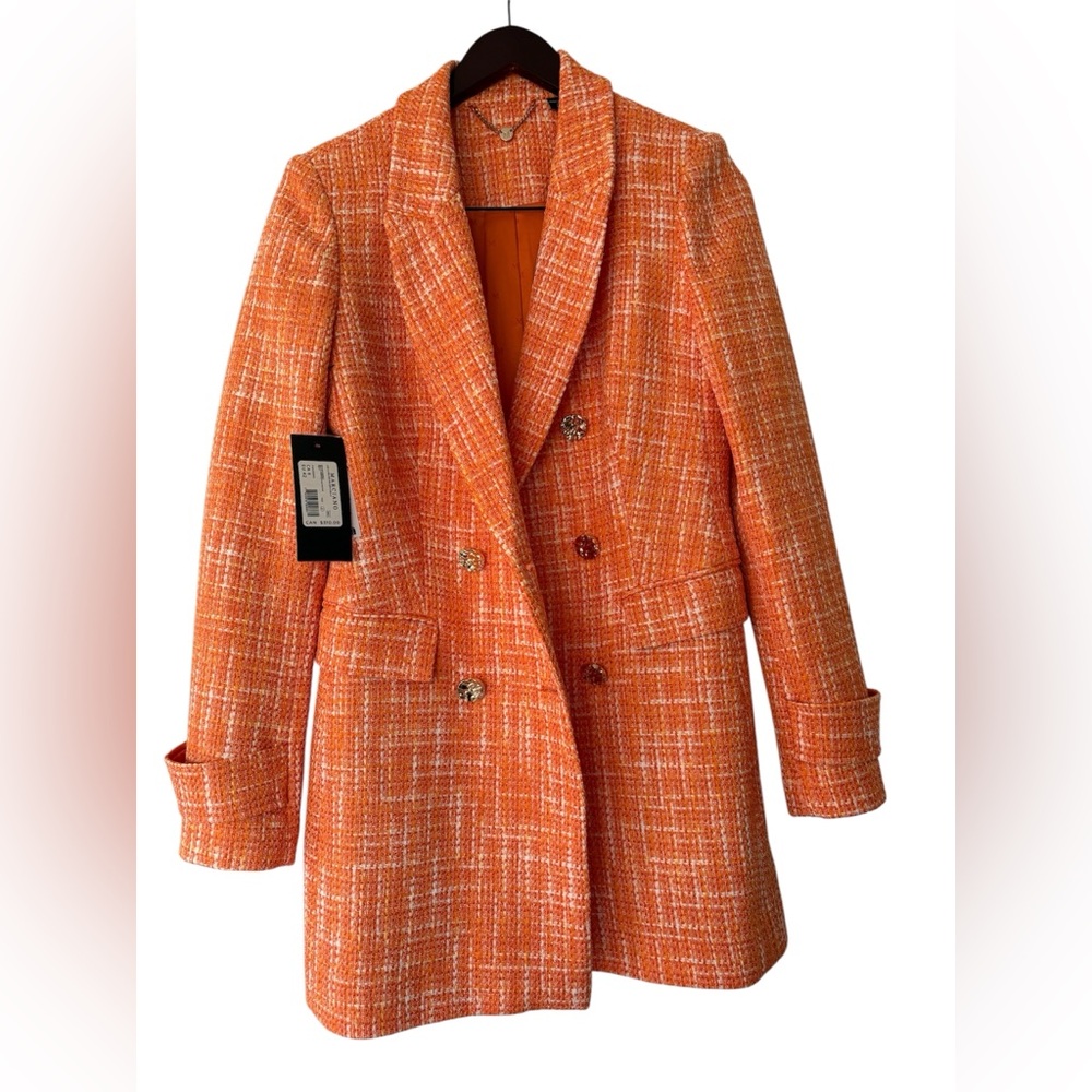 Marciano Orange Tweed Blazer & Suit Jacket - Size M (6) - Picture 7 of 11